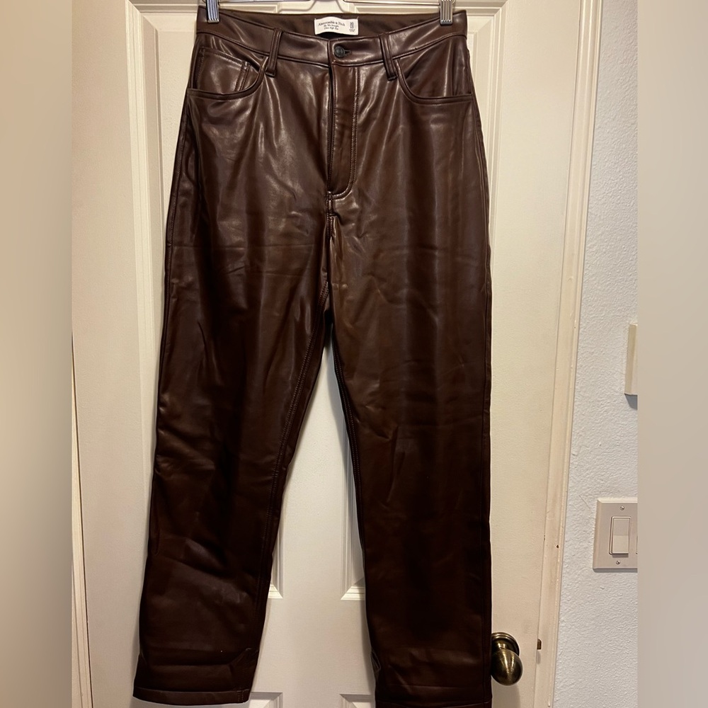 Abercrombie & Fitch Vegan Leather 90’s Straight Pants